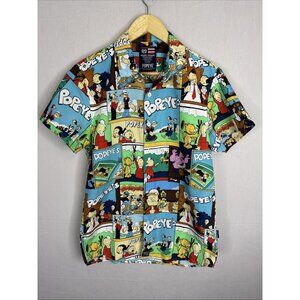 Phat Farm Popeye Comic All-Over Print Button Shirt Men’s M Cartoon Style